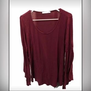 Color Me Red Soft Maroon Bell Sleeved Top - Size Large